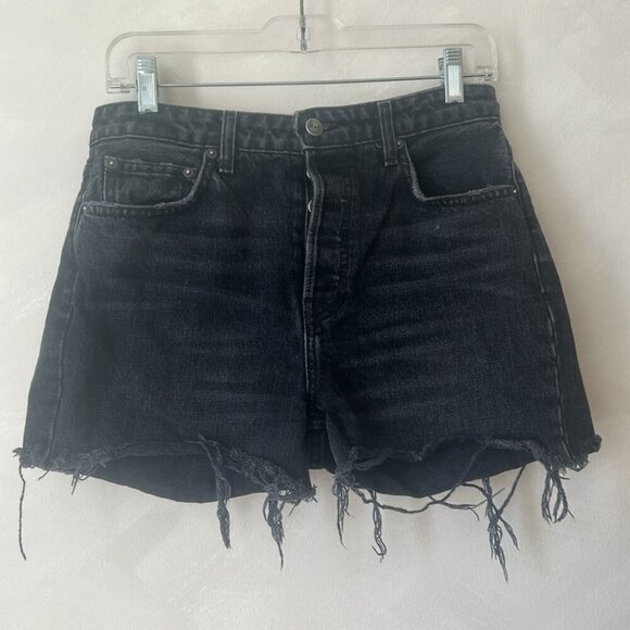Reformation High Waist Cut Off Brooke Jean Shorts Size 28 Pacific black jorts - Picture 4 of 10